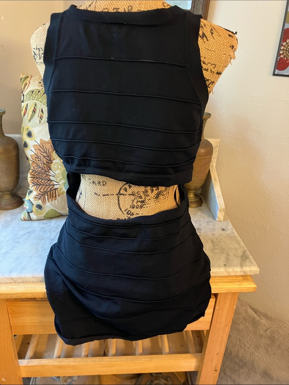 bebe Black Front-Zip Bandage Mini Dress Fabulous Too Big for Model! Sexy Cute On - Picture 4 of 16